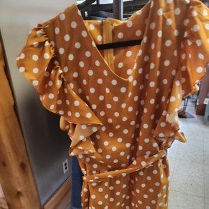 Polka Dot and Ruffled Sleeveless Romper